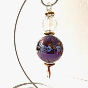 Egyptian Purple Hand Blown Glass Christmas Ornament Painted in  24K Gold
